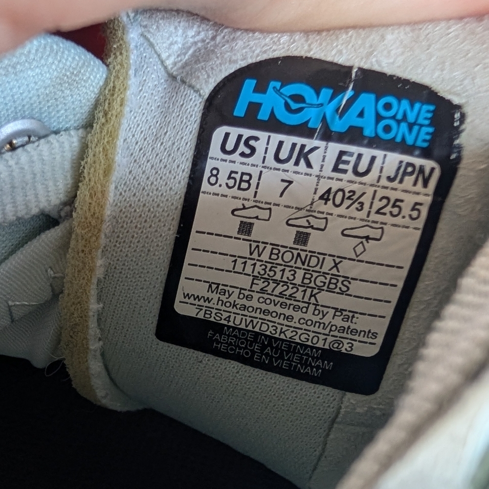Hoka Bondi X Mint And White Athletic Sneakers Size 8.5B - Picture 6 of 8